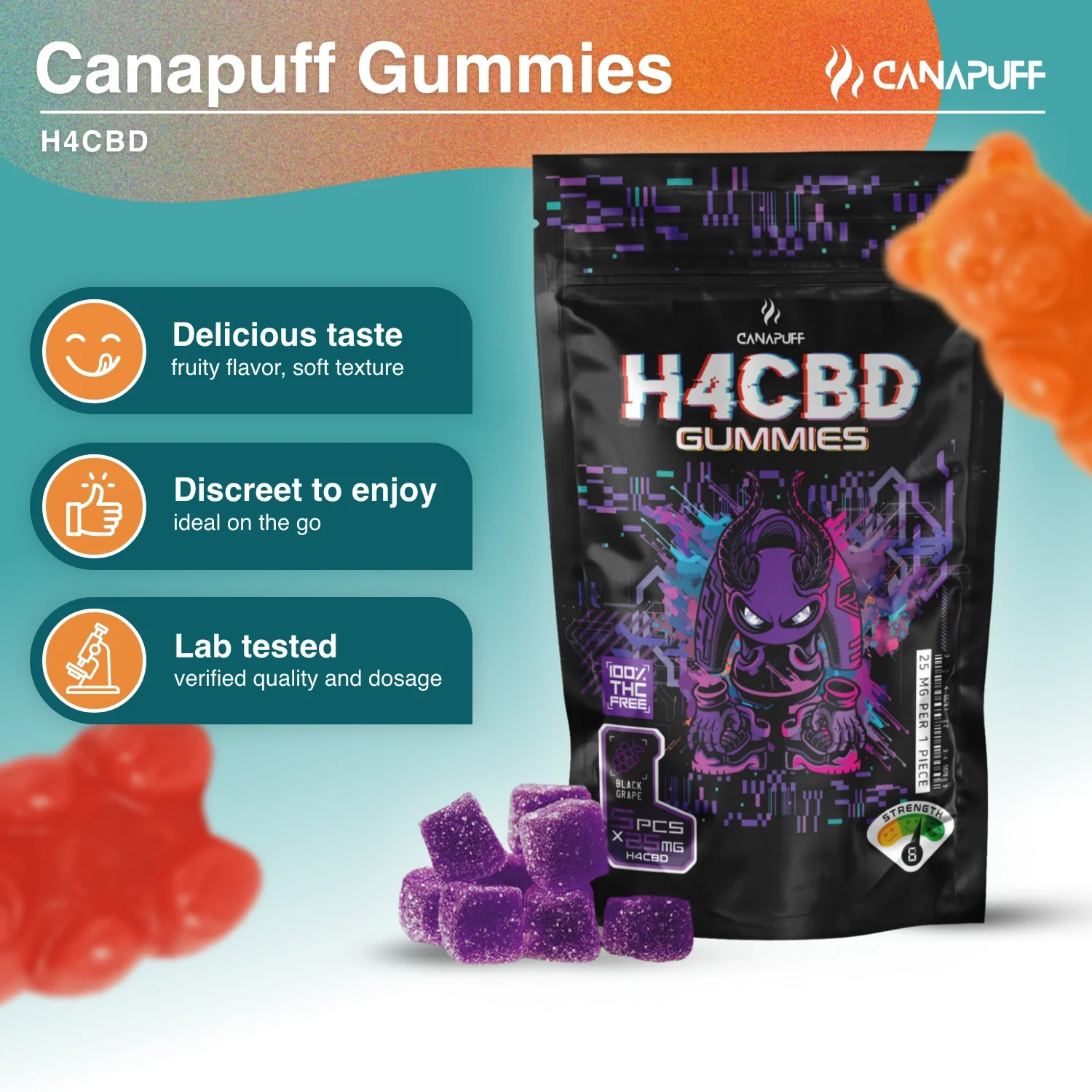 H4CBD Gummies Black Grape - Image 3