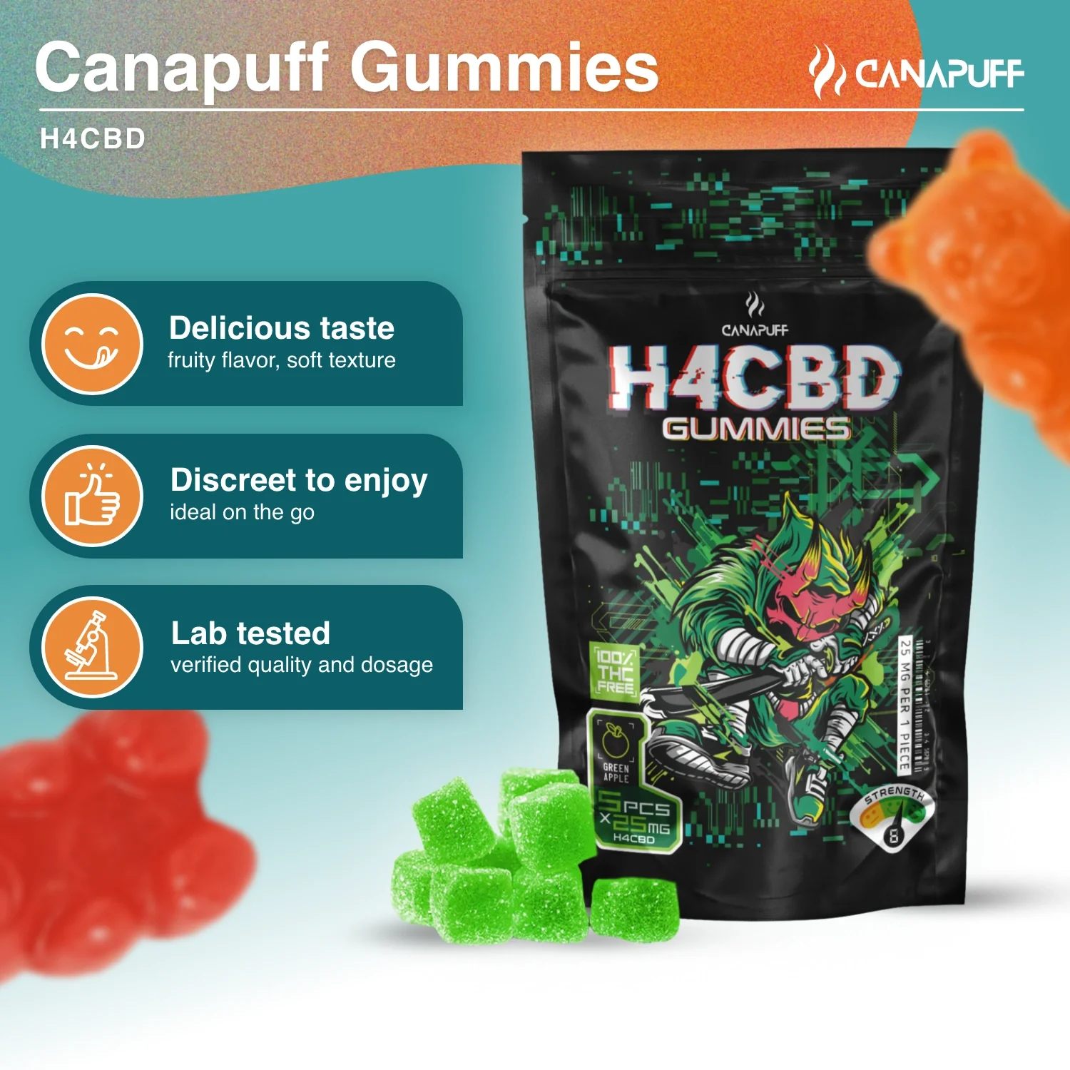 H4CBD Gummies Green Apple - Image 3